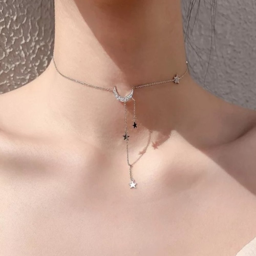 NEW Silver Star Moon Tassel Necklaces - Picture 2 of 4